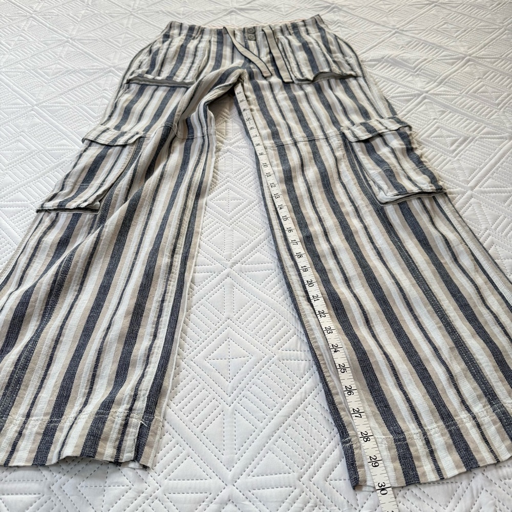 Anthropologie Pilcro Beach Cargo Pants in a striped linen blend Size 26 - Picture 7 of 12